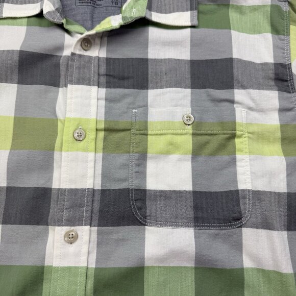 The North Face Mens XL Short Sleeve Green Gray Plaid Button Up Shirt - Picture 4 of 6